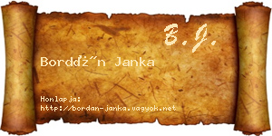 Bordán Janka névjegykártya